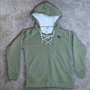 PINK Lace up pull over hoodie